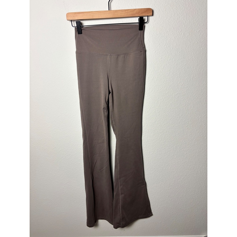 90 Degree by Reflex Interlock Chelsea Side Slit Flare Yoga Pants Brown Small